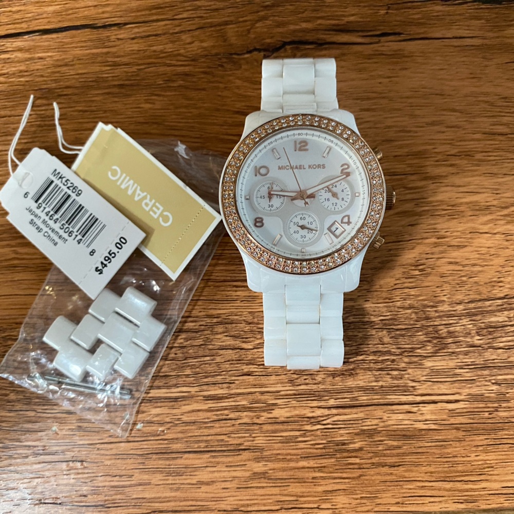 Michael Kors CERAMIC Gold and White Women's Watch